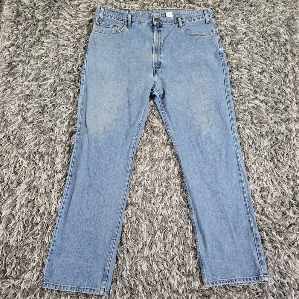 Levis 505 Regular Fit Straight Leg Jeans Mens 42x32 Light Wash Blue Vintage 90s